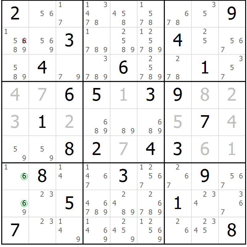 Position des candidats pour la solution de la Gr 73 page 76 du magazine de sudoku Maestro n° 099