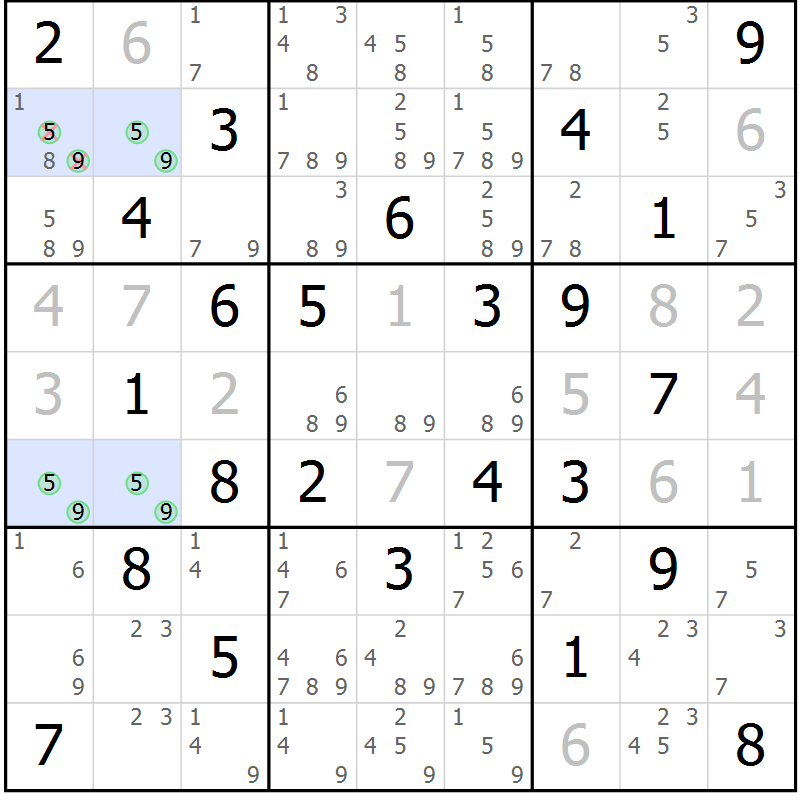 Position des candidats pour la solution de la Gr 73 page 76 du magazine de sudoku Maestro n° 099