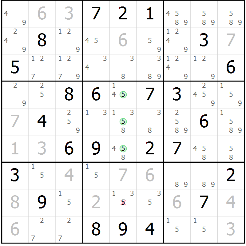 Position des candidats pour la solution de la Gr 74 page 77 du magazine de sudoku Maestro n° 099
