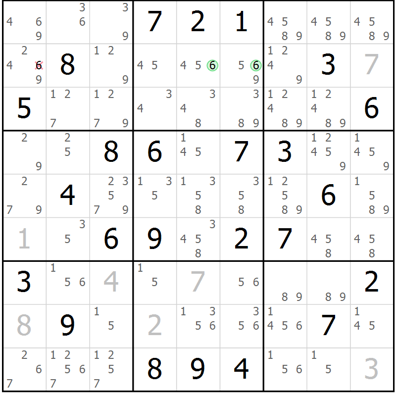 Position des candidats pour la solution de la Gr 74 page 77 du magazine de sudoku Maestro n° 099