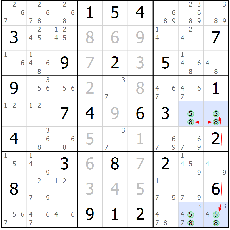 Position des candidats pour la solution de la Gr 75 page 78 du magazine de sudoku Maestro n° 099