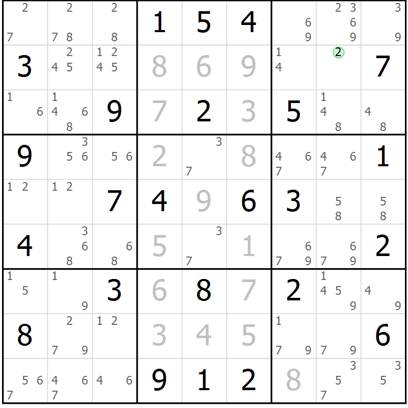 Position des candidats pour la solution de la Gr 75 page 78 du magazine de sudoku Maestro n° 099