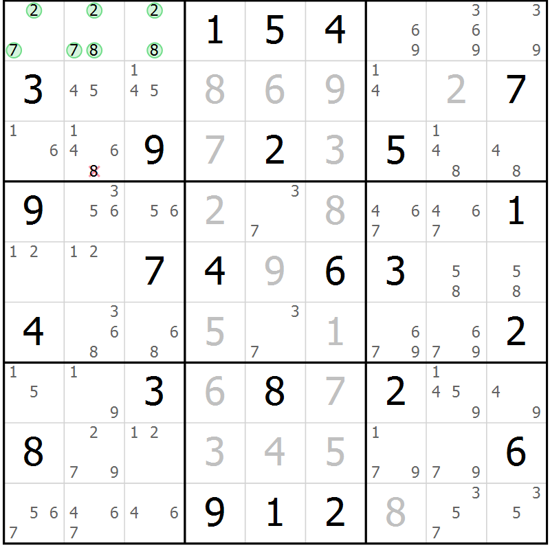 Position des candidats pour la solution de la Gr 75 page 78 du magazine de sudoku Maestro n° 099
