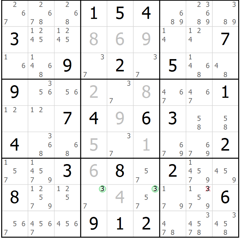 Position des candidats pour la solution de la Gr 75 page 78 du magazine de sudoku Maestro n° 099