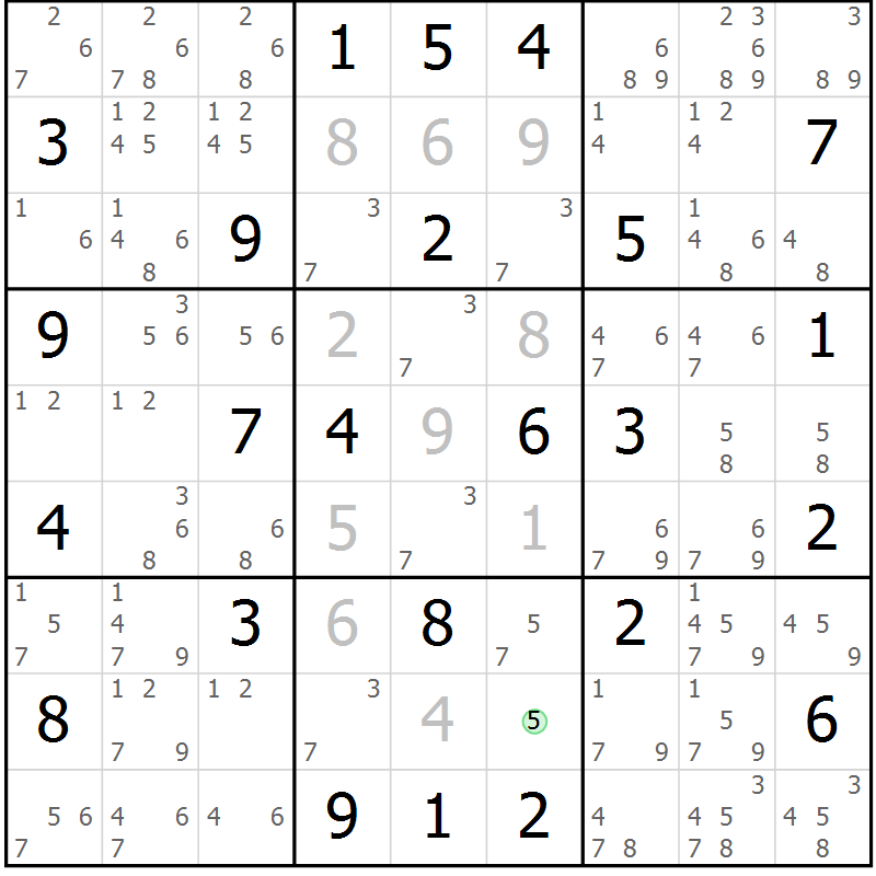 Position des candidats pour la solution de la Gr 75 page 78 du magazine de sudoku Maestro n° 099