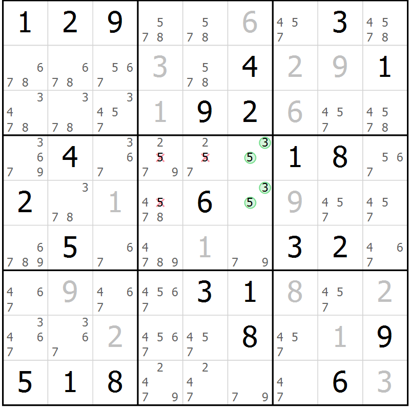 Position des candidats pour la solution de la Gr 76 page 79 du magazine de sudoku Maestro n° 099