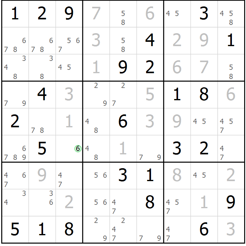 Position des candidats pour la solution de la Gr 76 page 79 du magazine de sudoku Maestro n° 099