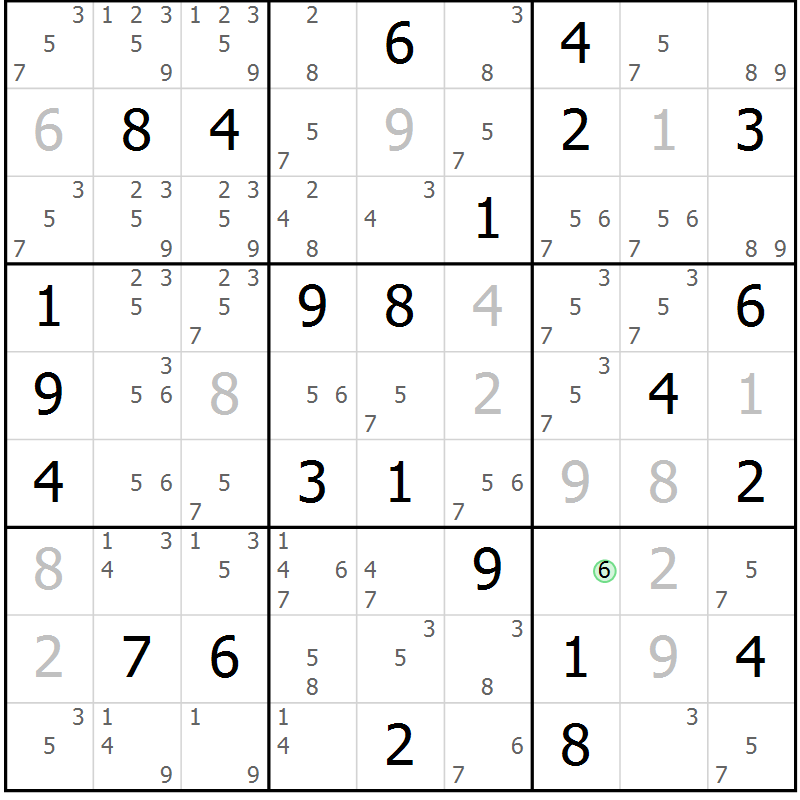Position des candidats pour la solution de la Gr 77 page 80 du magazine de sudoku Maestro n° 099