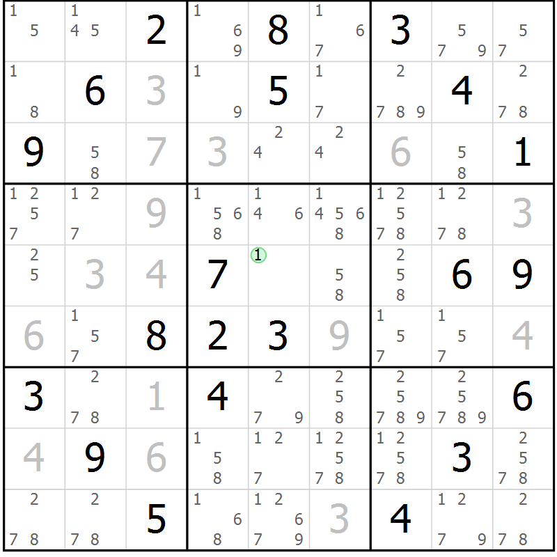 Position des candidats pour la solution de la Gr 78 page 81 du magazine de sudoku Maestro n° 099