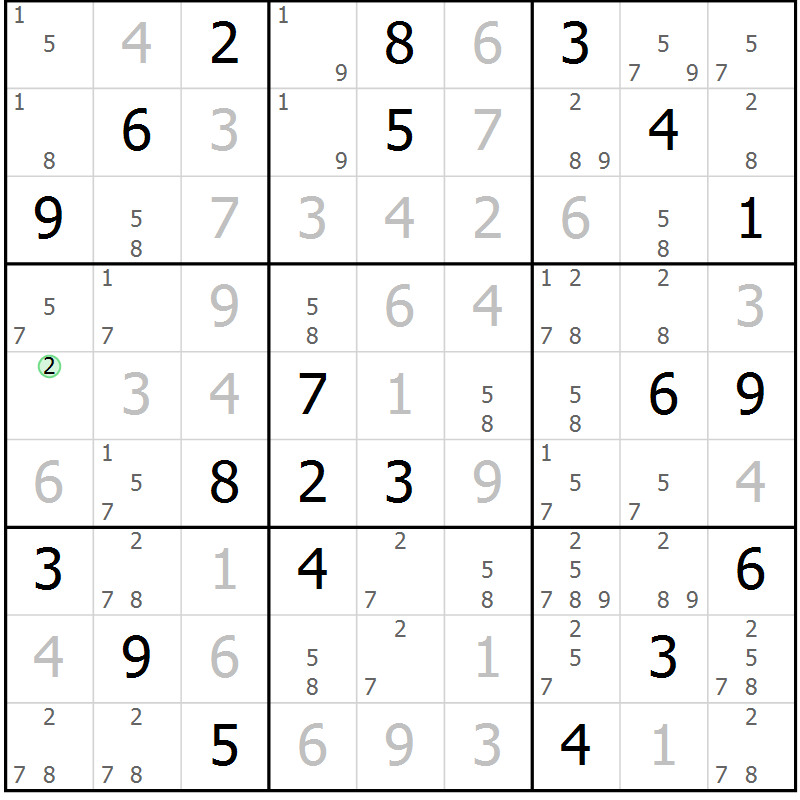 Position des candidats pour la solution de la Gr 78 page 81 du magazine de sudoku Maestro n° 099