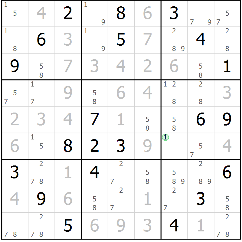 Position des candidats pour la solution de la Gr 78 page 81 du magazine de sudoku Maestro n° 099