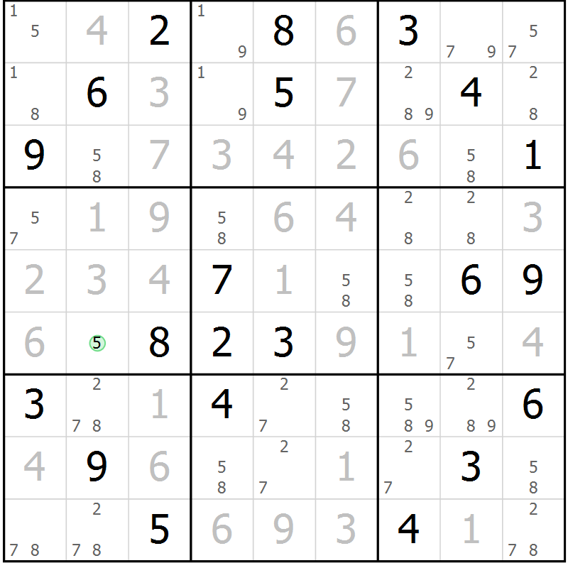 Position des candidats pour la solution de la Gr 78 page 81 du magazine de sudoku Maestro n° 099