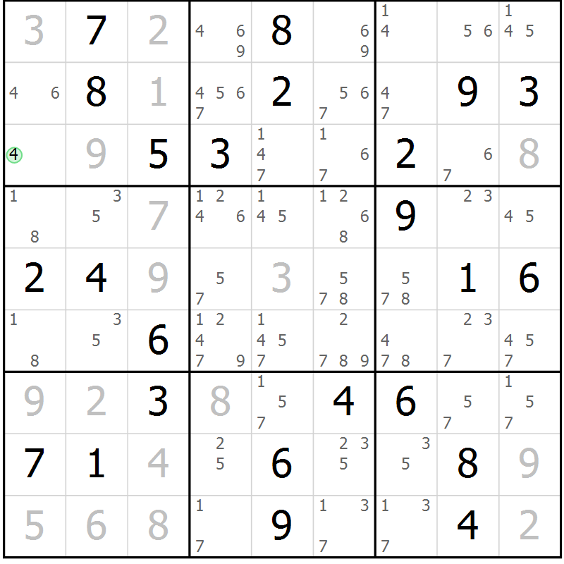 Position des candidats pour la solution de la Gr 79 page 82 du magazine de sudoku Maestro n° 099