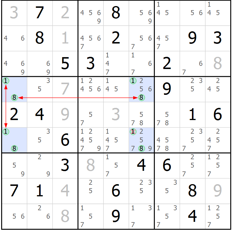Position des candidats pour la solution de la Gr 79 page 82 du magazine de sudoku Maestro n° 099