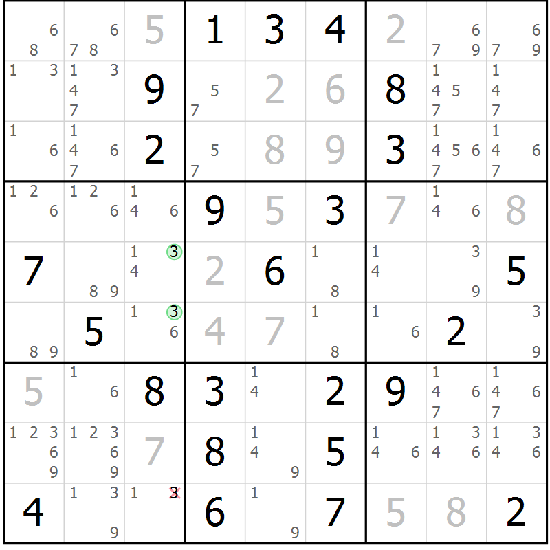 Position des candidats pour la solution de la Gr 8 page 11 du magazine de sudoku Maestro n° 099