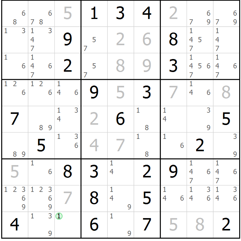 Position des candidats pour la solution de la Gr 8 page 11 du magazine de sudoku Maestro n° 099