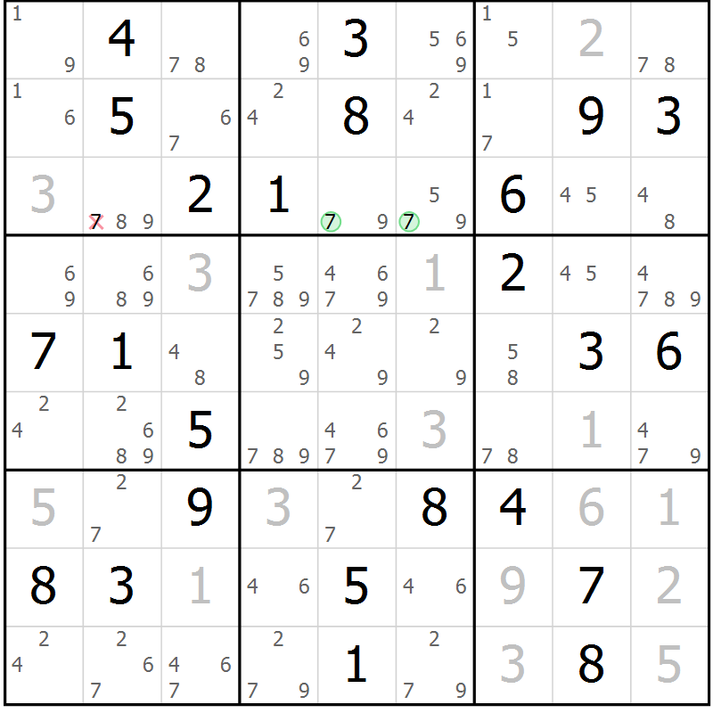 Position des candidats pour la solution de la Gr 80 page 83 du magazine de sudoku Maestro n° 099