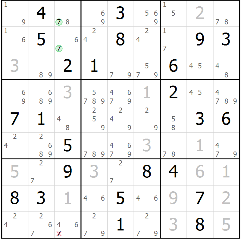 Position des candidats pour la solution de la Gr 80 page 83 du magazine de sudoku Maestro n° 099