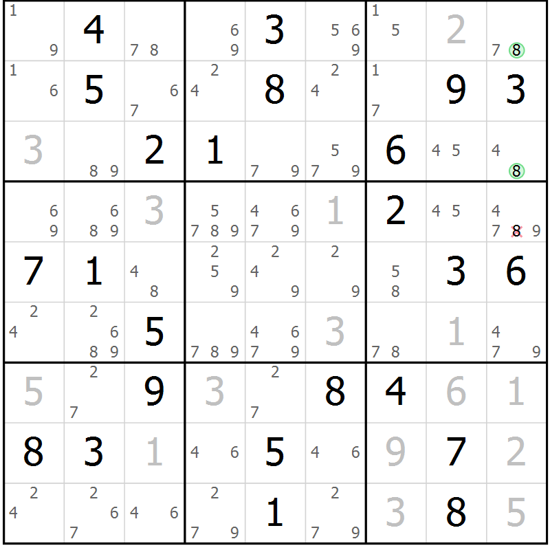 Position des candidats pour la solution de la Gr 80 page 83 du magazine de sudoku Maestro n° 099