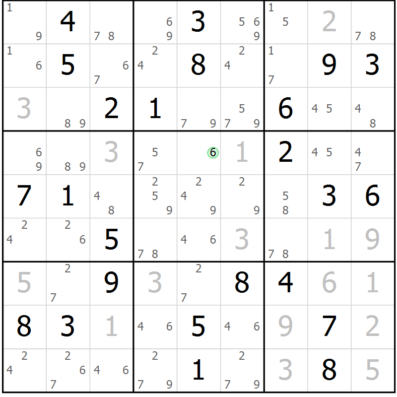 Position des candidats pour la solution de la Gr 80 page 83 du magazine de sudoku Maestro n° 099