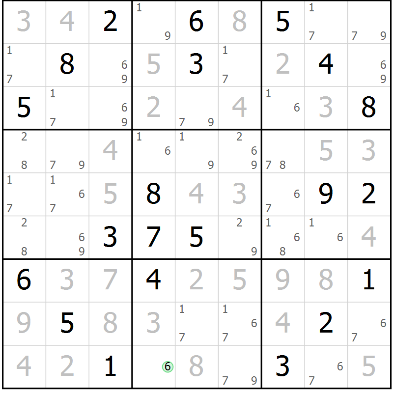 Position des candidats pour la solution de la Gr 81 page 84 du magazine de sudoku Maestro n° 099