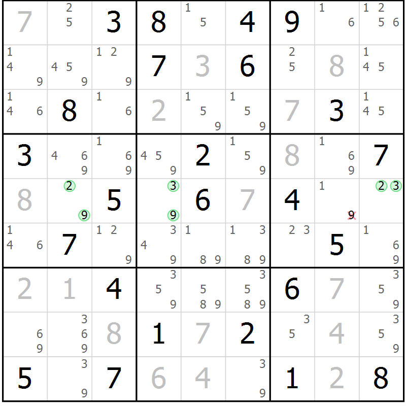 Position des candidats pour la solution de la Gr 83 page 86 du magazine de sudoku Maestro n° 099