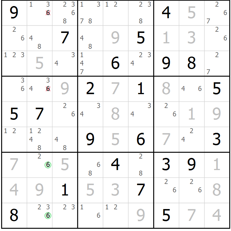 Position des candidats pour la solution de la Gr 84 page 87 du magazine de sudoku Maestro n° 099