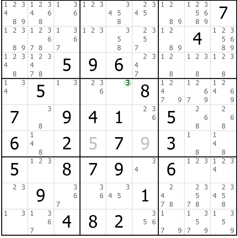 Position des candidats pour la solution de la Gr 11 page 14 du magazine de sudoku Maestro n° 100
