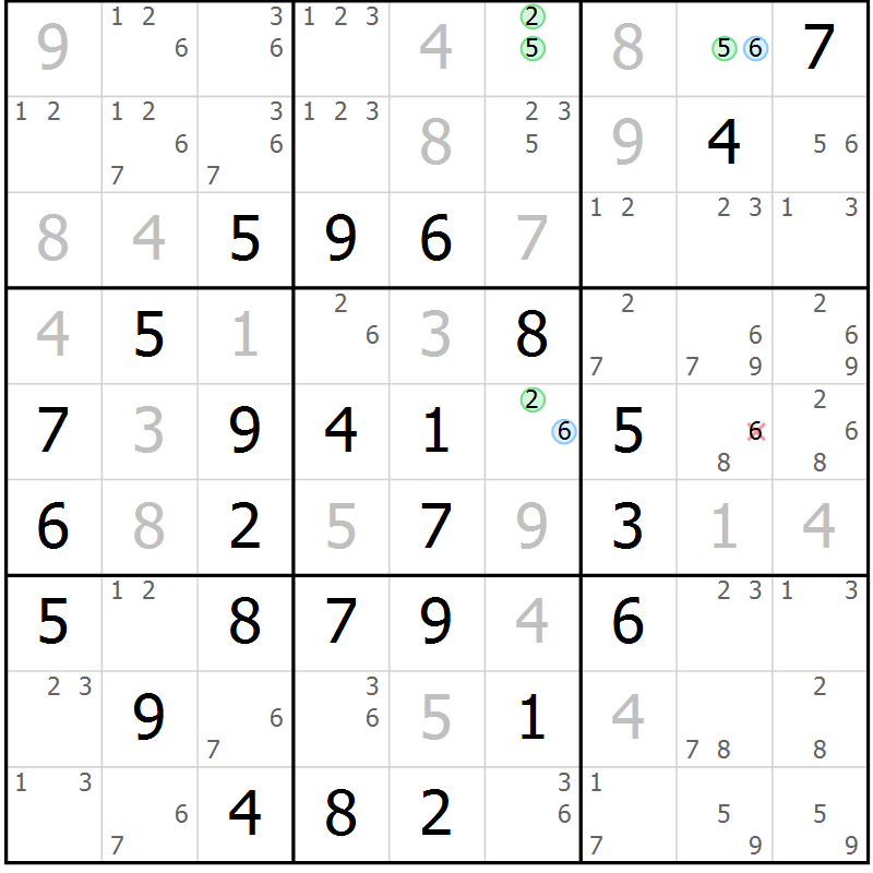 Position des candidats pour la solution de la Gr 11 page 14 du magazine de sudoku Maestro n° 100