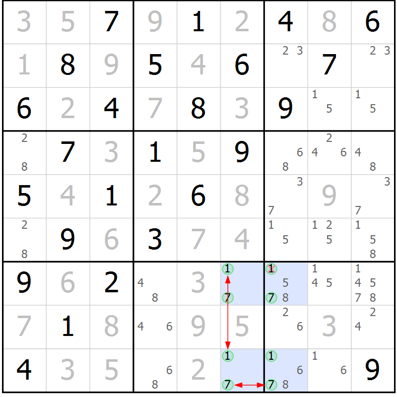 Position des candidats pour la solution de la Gr 12 page 15 du magazine de sudoku Maestro n° 100