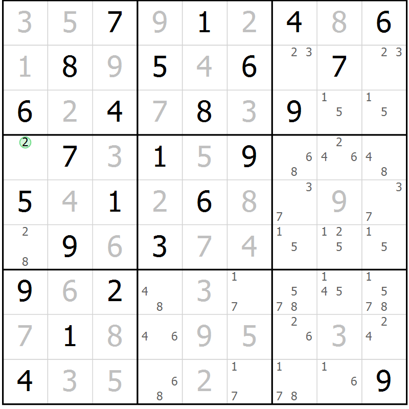 Position des candidats pour la solution de la Gr 12 page 15 du magazine de sudoku Maestro n° 100