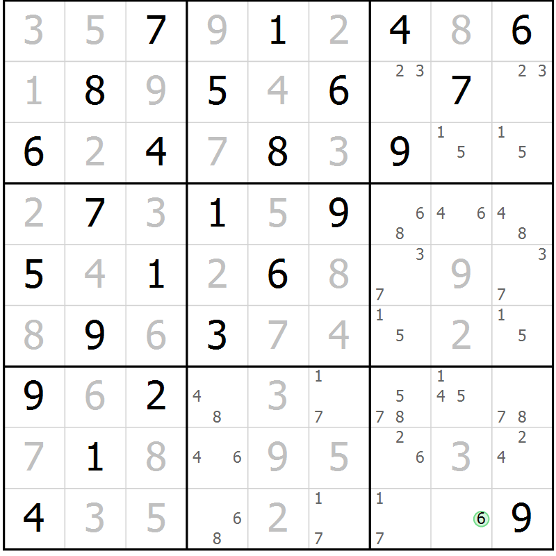 Position des candidats pour la solution de la Gr 12 page 15 du magazine de sudoku Maestro n° 100