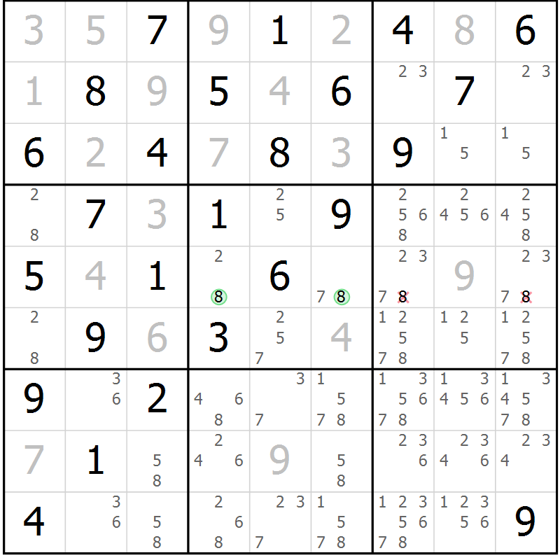 Position des candidats pour la solution de la Gr 12 page 15 du magazine de sudoku Maestro n° 100