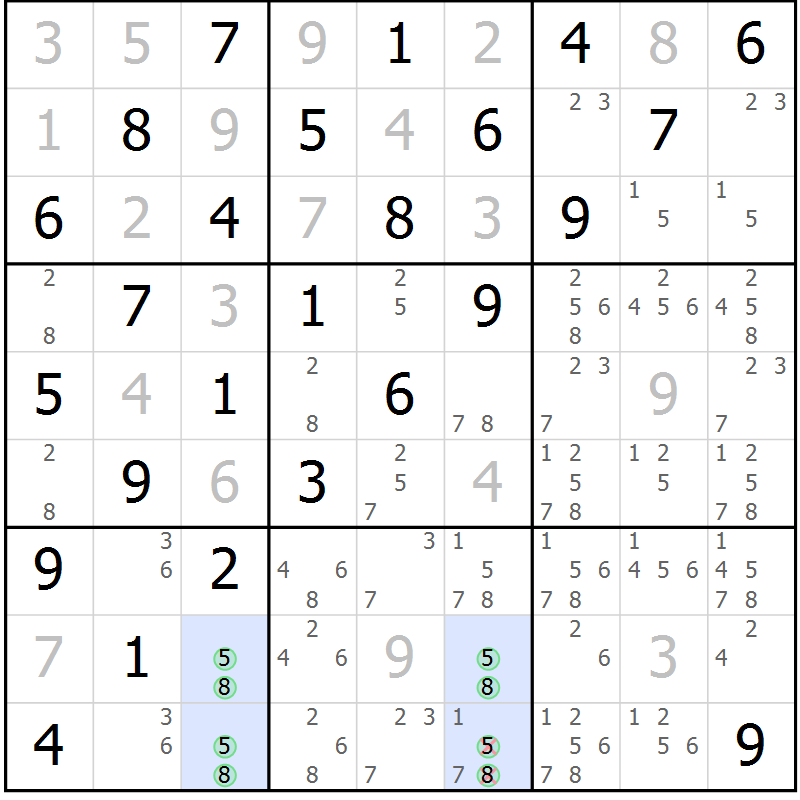 Position des candidats pour la solution de la Gr 12 page 15 du magazine de sudoku Maestro n° 100