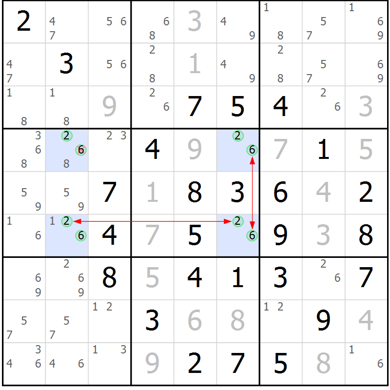 Position des candidats pour la solution de la Gr 13 page 16 du magazine de sudoku Maestro n° 100