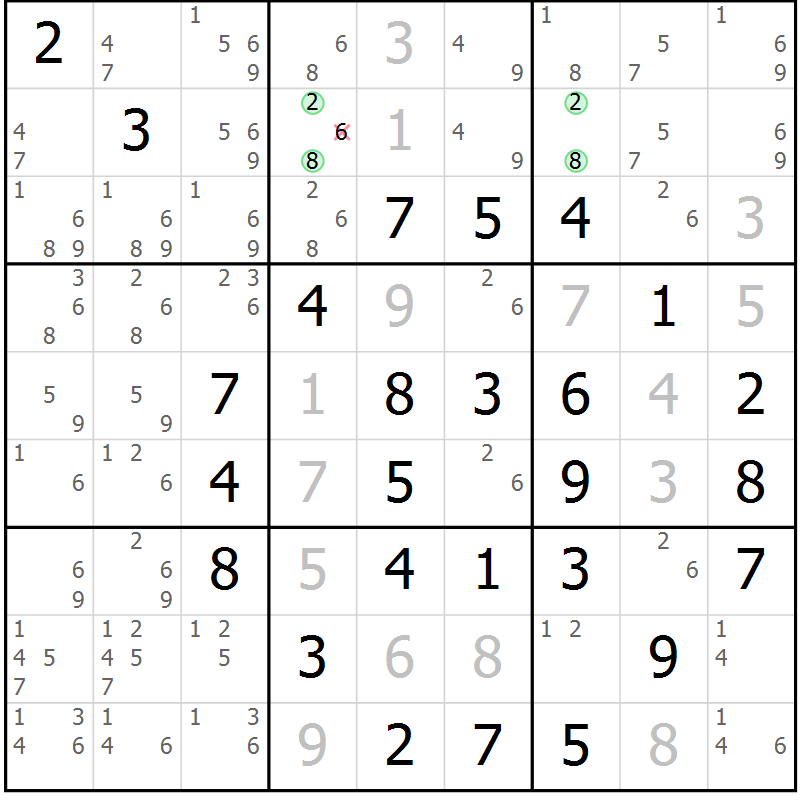 Position des candidats pour la solution de la Gr 13 page 16 du magazine de sudoku Maestro n° 100