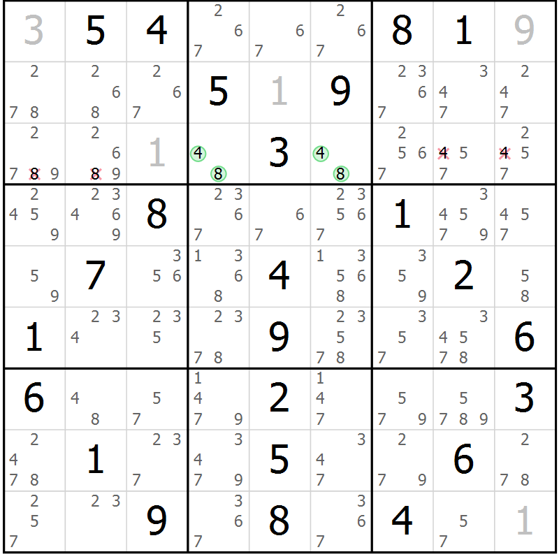 Position des candidats pour la solution de la Gr 14 page 17 du magazine de sudoku Maestro n° 100