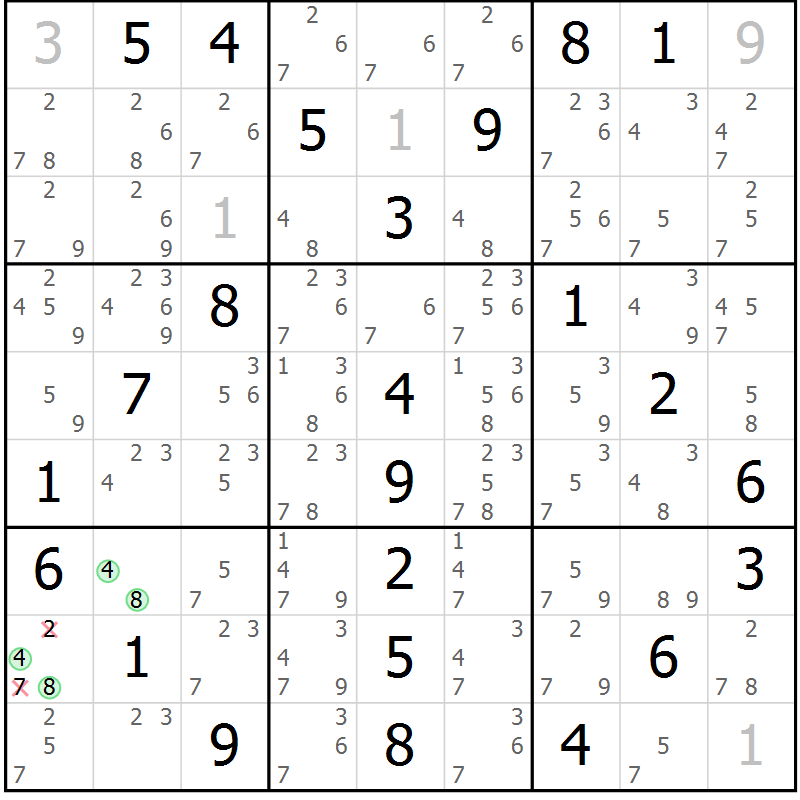 Position des candidats pour la solution de la Gr 14 page 17 du magazine de sudoku Maestro n° 100