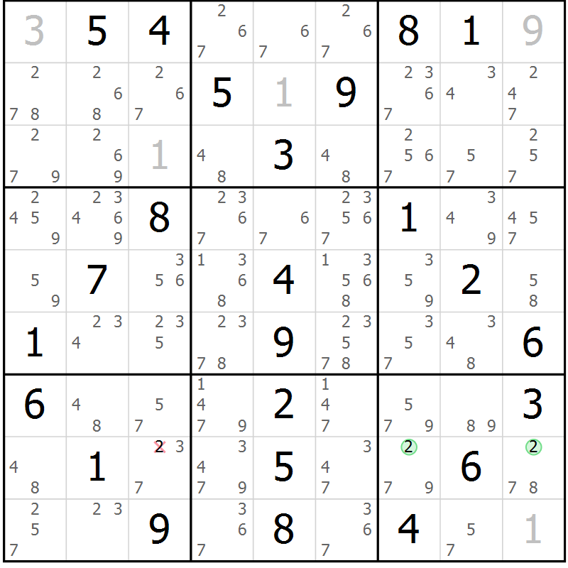Position des candidats pour la solution de la Gr 14 page 17 du magazine de sudoku Maestro n° 100