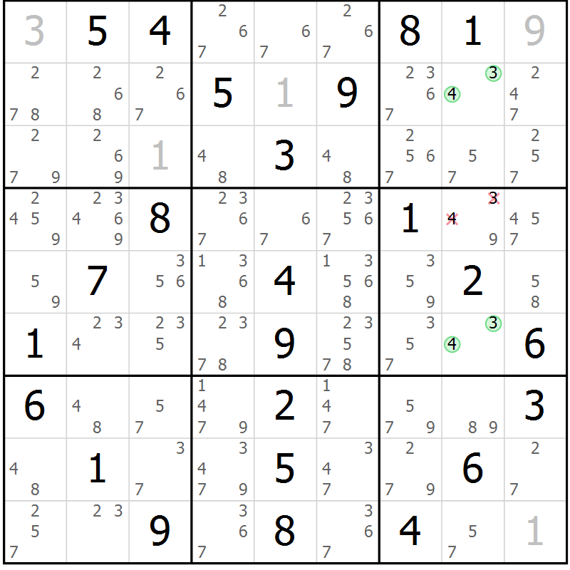 Position des candidats pour la solution de la Gr 14 page 17 du magazine de sudoku Maestro n° 100