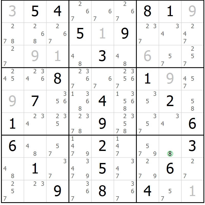 Position des candidats pour la solution de la Gr 14 page 17 du magazine de sudoku Maestro n° 100