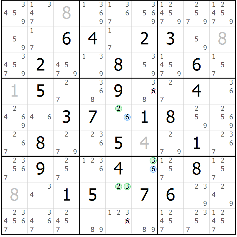 Position des candidats pour la solution de la Gr 15 page 18 du magazine de sudoku Maestro n° 100