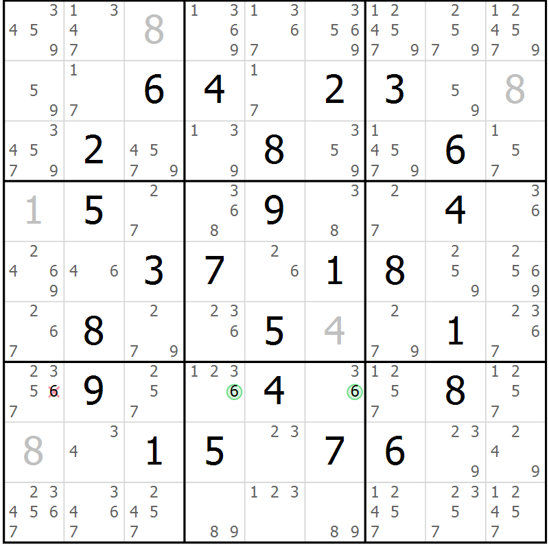 Position des candidats pour la solution de la Gr 15 page 18 du magazine de sudoku Maestro n° 100