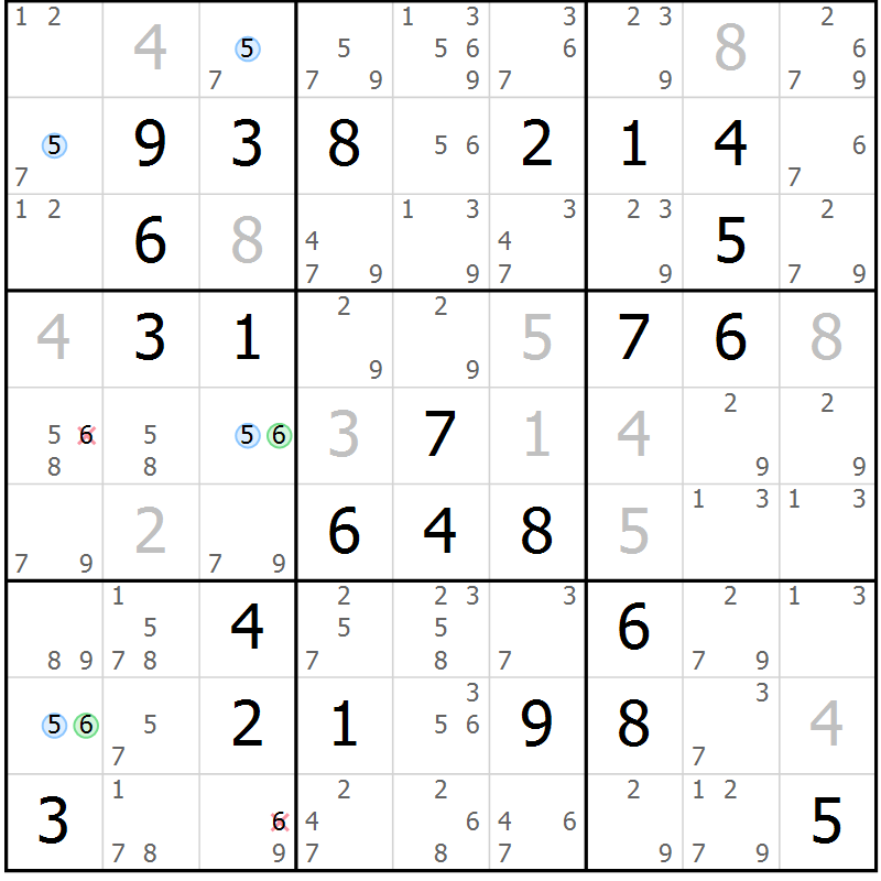 Position des candidats pour la solution de la Gr 19 page 22 du magazine de sudoku Maestro n° 100