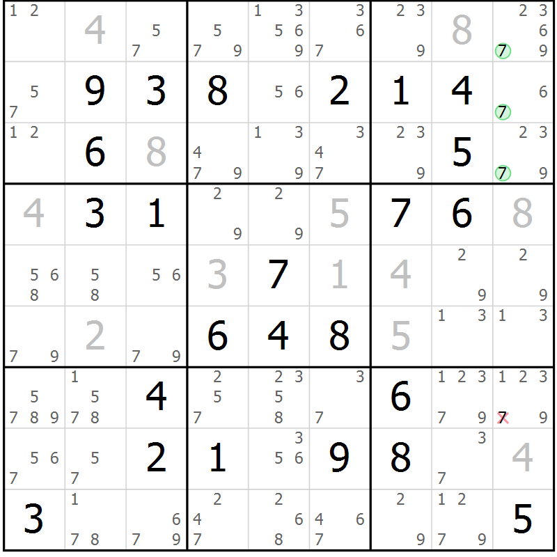 Position des candidats pour la solution de la Gr 19 page 22 du magazine de sudoku Maestro n° 100