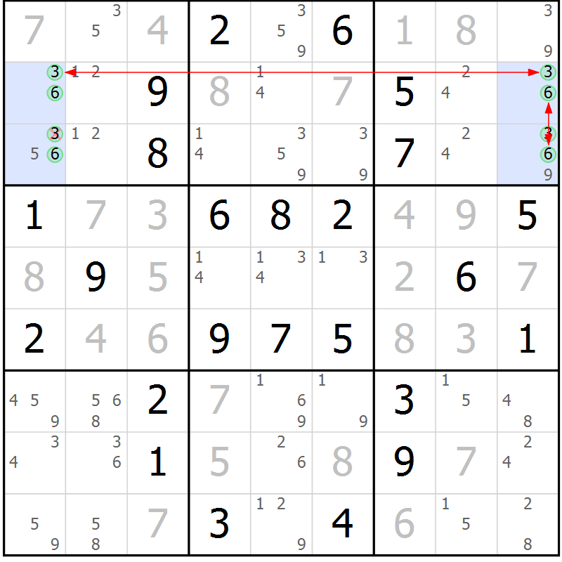 Position des candidats pour la solution de la Gr 20 page 23 du magazine de sudoku Maestro n° 100