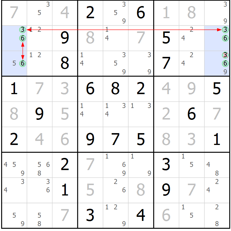 Position des candidats pour la solution de la Gr 20 page 23 du magazine de sudoku Maestro n° 100