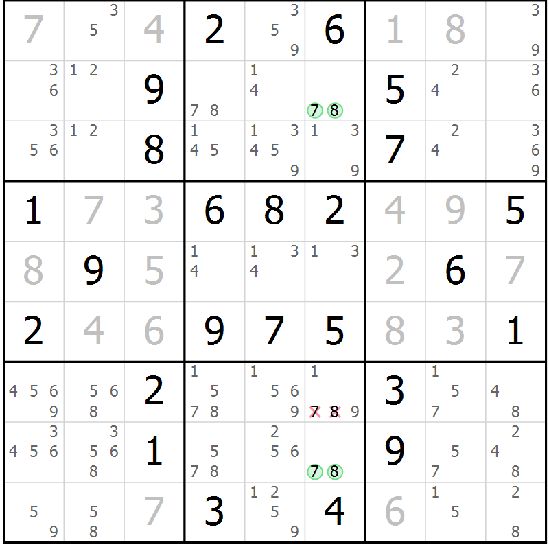 Position des candidats pour la solution de la Gr 20 page 23 du magazine de sudoku Maestro n° 100