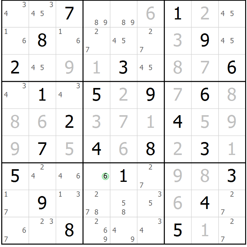 Position des candidats pour la solution de la Gr 21 page 24 du magazine de sudoku Maestro n° 100