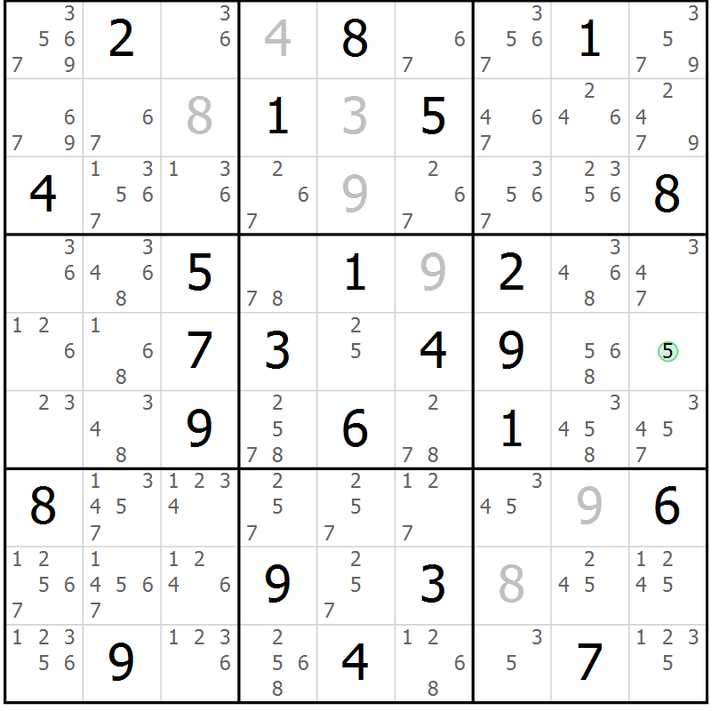 Position des candidats pour la solution de la Gr 23 page 26 du magazine de sudoku Maestro n° 100